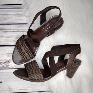 ANTHROPOLOGIE HISPANITAS BROWN STRAPPY SANDAL HEEL